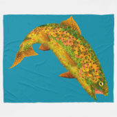 Rainboogforel 2 van Aspen Leaf Fleece Deken (Voorkant (Horizontaal))