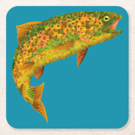 Rainboogforel 2 van Aspen Leaf Kartonnen Onderzetters