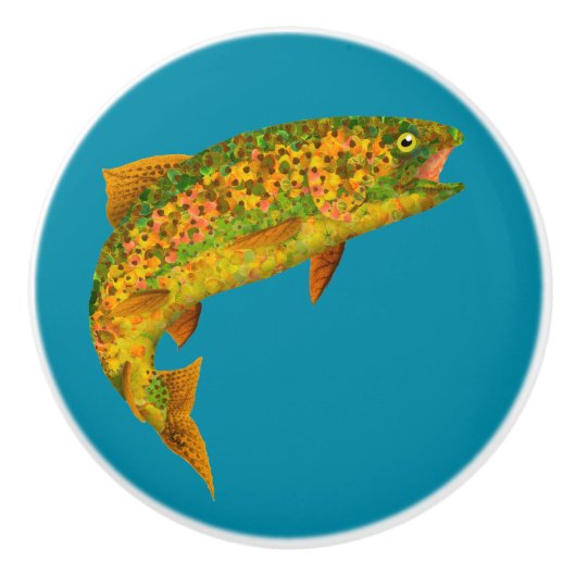 Rainboogforel 2 van Aspen Leaf Keramische Knop (Voorkant)