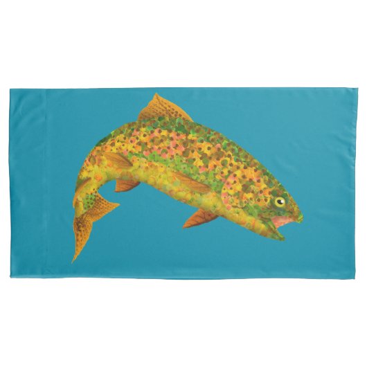 Rainboogforel 2 van Aspen Leaf Kussensloop (Voorkant-Links)