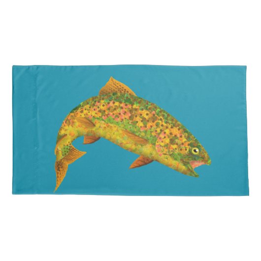 Rainboogforel 2 van Aspen Leaf Kussensloop (Achterkant-Links)