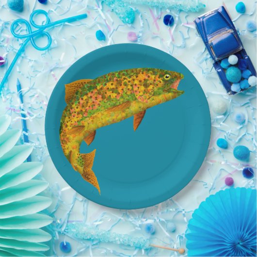 Rainboogforel 2 van Aspen Leaf Papieren Bordje (Feest)