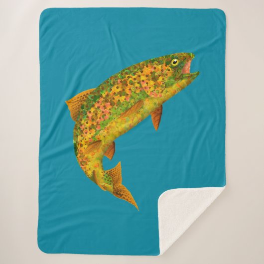 Rainboogforel 2 van Aspen Leaf Sherpa Deken (Voorkant)