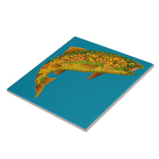 Rainboogforel 2 van Aspen Leaf Tegeltje (Zijkant)