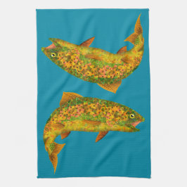 Rainboogforel 2 van Aspen Leaf Theedoek