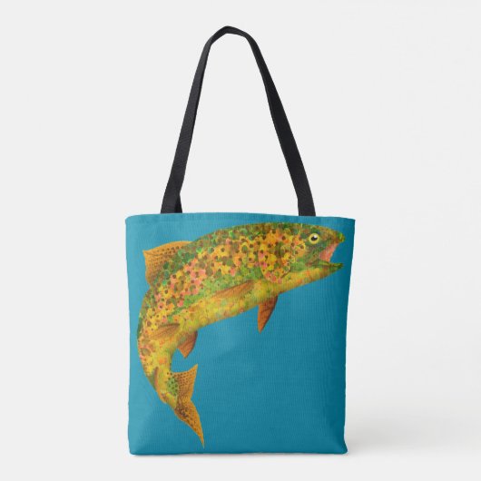 Rainboogforel 2 van Aspen Leaf Tote Bag (Achterkant)