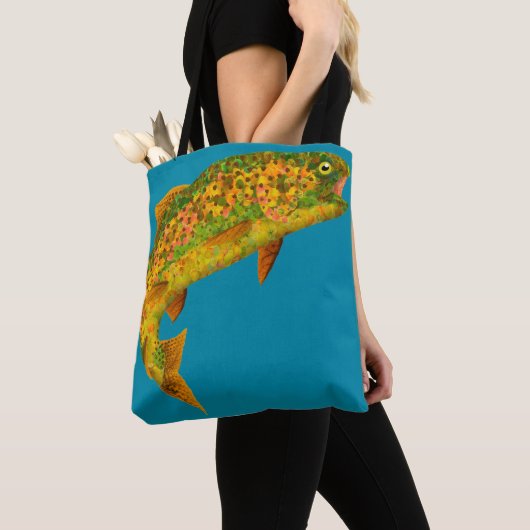 Rainboogforel 2 van Aspen Leaf Tote Bag (Dichtbij)