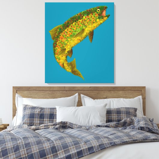 Rainboogforel 3 van Aspen Leaf Canvas Afdruk (Insitu (Slaapkamer))
