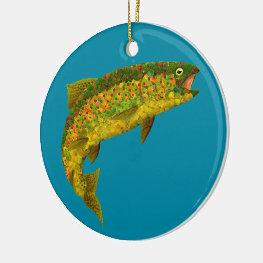 Rainboogforel 3 van Aspen Leaf Keramisch Ornament (Links)