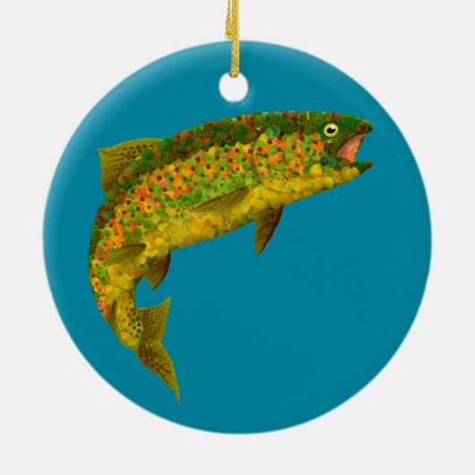 Rainboogforel 3 van Aspen Leaf Keramisch Ornament (Achterkant)