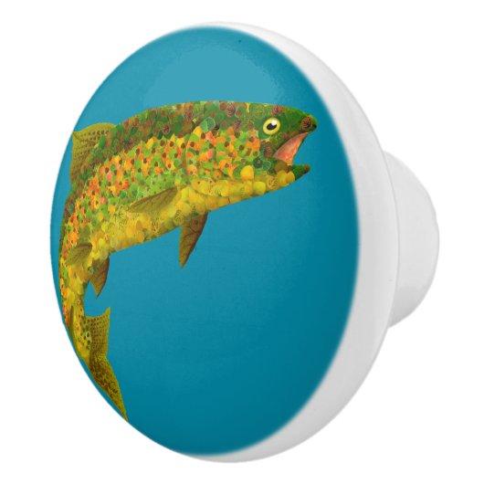 Rainboogforel 3 van Aspen Leaf Keramische Knop (Rechts)