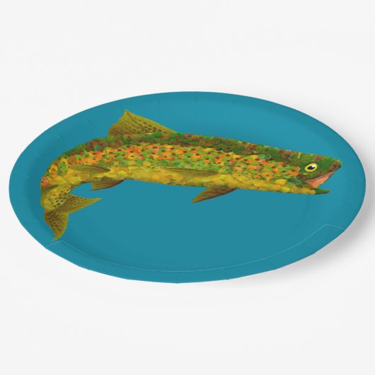 Rainboogforel 3 van Aspen Leaf Papieren Bordje (Gekanteld)