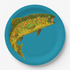 Rainboogforel 3 van Aspen Leaf Papieren Bordje