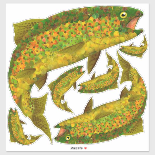 Rainboogforel 3 van Aspen Leaf Sticker (Vel)