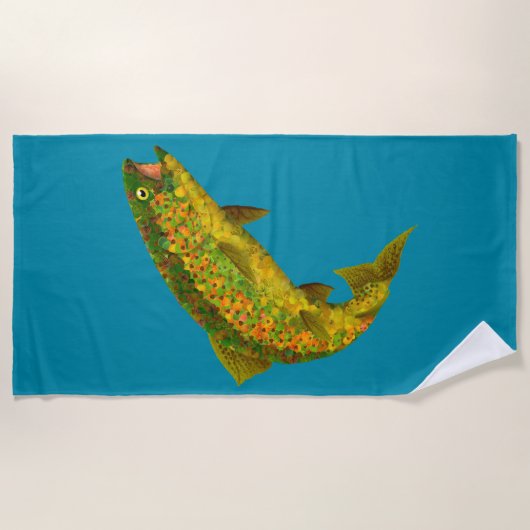 Rainboogforel 3 van Aspen Leaf Strandlaken (Voorkant)