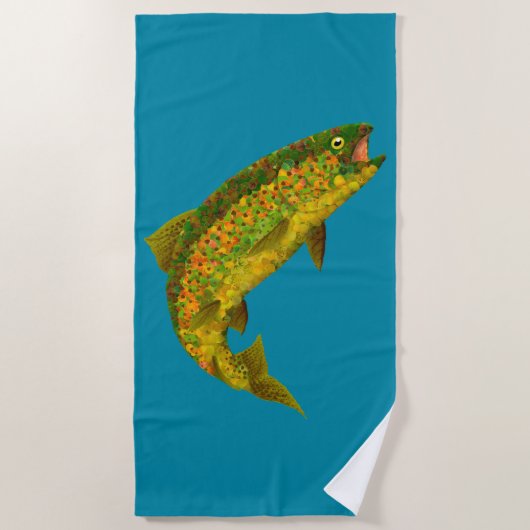 Rainboogforel 3 van Aspen Leaf Strandlaken (Voorkant)