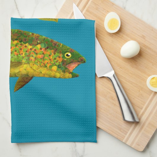 Rainboogforel 3 van Aspen Leaf Theedoek (Quarter Fold)