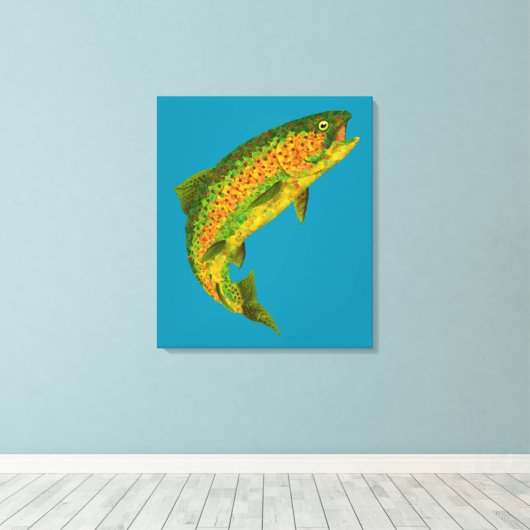 Rainboogforel 4 van Aspen Leaf Canvas Afdruk (Insitu (Houten vloer))