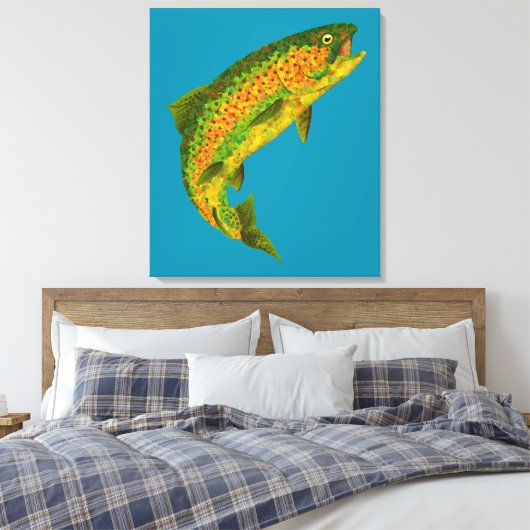 Rainboogforel 4 van Aspen Leaf Canvas Afdruk (Insitu (Slaapkamer))