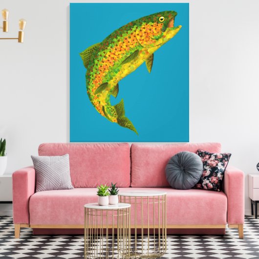 Rainboogforel 4 van Aspen Leaf Canvas Afdruk (Insitu (Woonkamer))