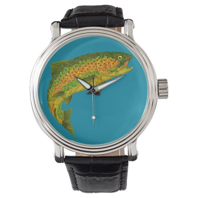 Rainboogforel 4 van Aspen Leaf Horloge (Voorkant)