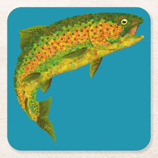 Rainboogforel 4 van Aspen Leaf Kartonnen Onderzetters (Voorkant)