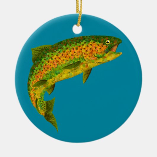 Rainboogforel 4 van Aspen Leaf Keramisch Ornament (Voorkant)