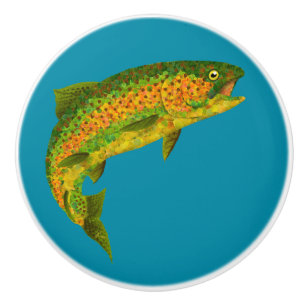 Rainboogforel 4 van Aspen Leaf Keramische Knop