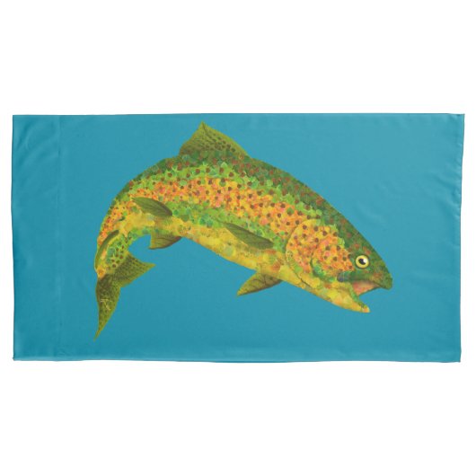 Rainboogforel 4 van Aspen Leaf Kussensloop (Voorkant-Links)