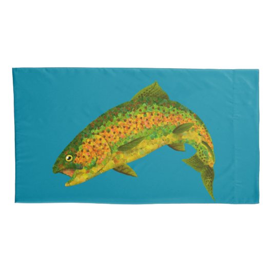 Rainboogforel 4 van Aspen Leaf Kussensloop (Achterkant-Rechts)