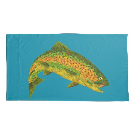 Rainboogforel 4 van Aspen Leaf Kussensloop (Achterkant-Links)