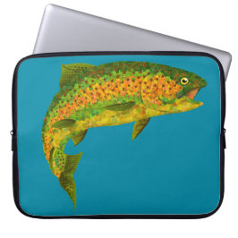 Rainboogforel 4 van Aspen Leaf Laptop Sleeve
