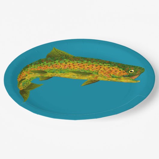 Rainboogforel 4 van Aspen Leaf Papieren Bordje (Gekanteld)