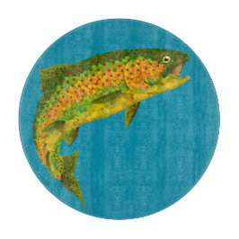 Rainboogforel 4 van Aspen Leaf Snijplank