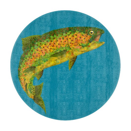 Rainboogforel 4 van Aspen Leaf Snijplank (Voorkant)