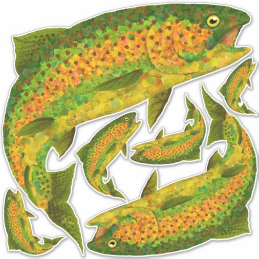 Rainboogforel 4 van Aspen Leaf Sticker (Voorkant)