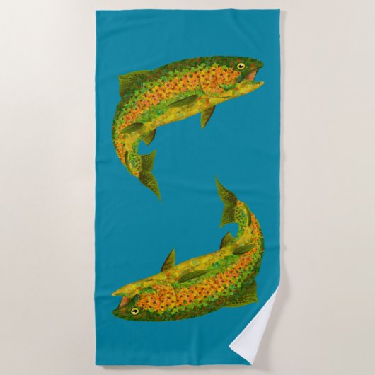 Rainboogforel 4 van Aspen Leaf Strandlaken (Voorkant)