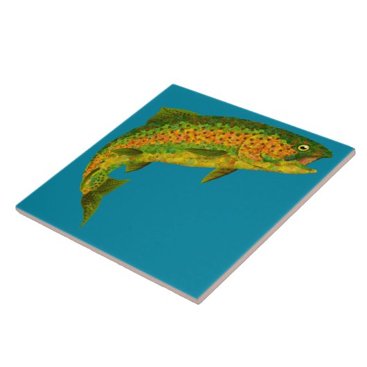 Rainboogforel 4 van Aspen Leaf Tegeltje (Zijkant)