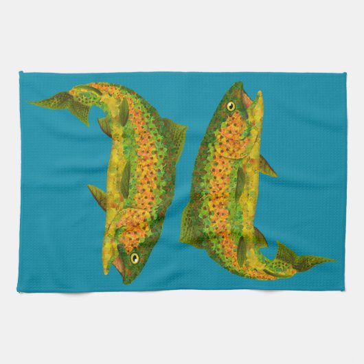 Rainboogforel 4 van Aspen Leaf Theedoek (Horizontaal)