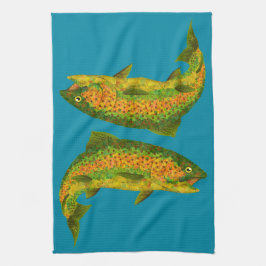 Rainboogforel 4 van Aspen Leaf Theedoek