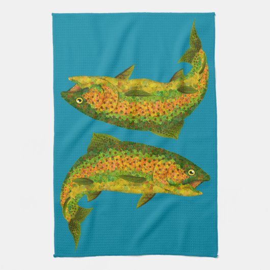 Rainboogforel 4 van Aspen Leaf Theedoek (Verticaal)