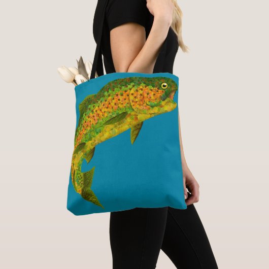 Rainboogforel 4 van Aspen Leaf Tote Bag (Dichtbij)