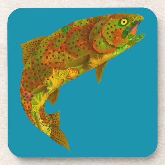 Rainboogforel 6 van Aspen Leaf Bier Onderzetter (Voorkant)