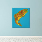 Rainboogforel 6 van Aspen Leaf Canvas Afdruk (Insitu (Houten vloer))