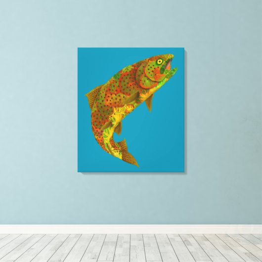 Rainboogforel 6 van Aspen Leaf Canvas Afdruk (Insitu (Houten vloer))