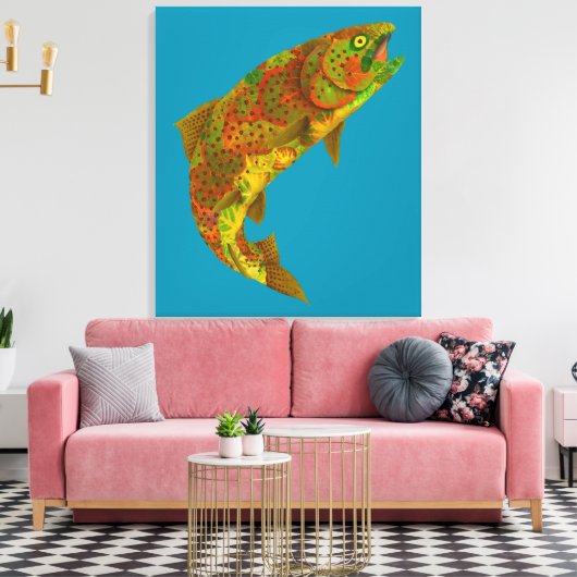 Rainboogforel 6 van Aspen Leaf Canvas Afdruk (Insitu (Woonkamer))