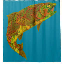 Rainboogforel 6 van Aspen Leaf Douchegordijn