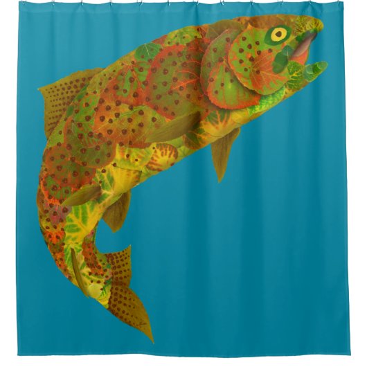 Rainboogforel 6 van Aspen Leaf Douchegordijn (Voorkant)