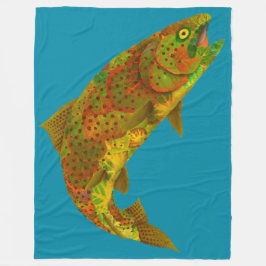 Rainboogforel 6 van Aspen Leaf Fleece Deken