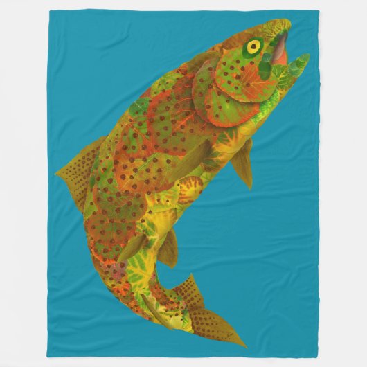 Rainboogforel 6 van Aspen Leaf Fleece Deken (Voorkant)